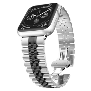بند اپل واچ رولکسی جیتک مدل G-Tech Butterfly Buckle Watch Band Strap SilverBlack 42/44/45mm