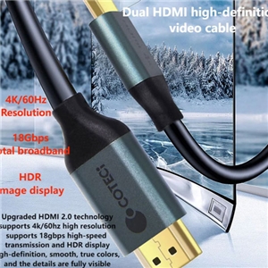 کابل HDMI 4K کوتسی 2 متر Coteci Hdmi 2.0 Dual Port 87102