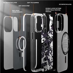 قاب YOUNGKIT یانگ کیت Apple iphone 14 Pro Max Camouflage Circuit Strong Anti-Drop Impact Series Gray