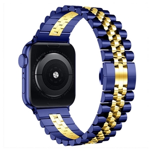 بند اپل واچ رولکسی جیتک مدل G-Tech Butterfly Buckle Watch Band Strap BlueGold 42/44/45mm