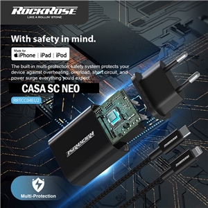 آداپتور شارژر USB-C پاور دلیوری برند راک رز مدل RockRose Casa SC Neo USB-C 20W PD Power Charger