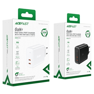شارژر دیواری برند ACE FAST A29 PD50W GaN (USB-C+USB-C) dual port charger