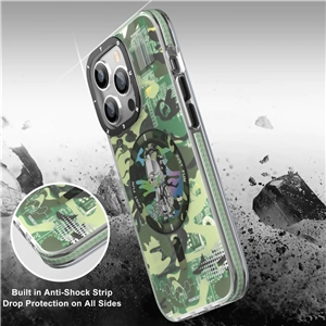 قاب YOUNGKIT یانگکیت Camouflage Circuit Strong Anti-Drop Impact Series Green مناسب برای Apple iPhone 14