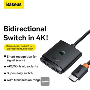 مبدل دو طرفه اچ دی ام آی با کابل یک متری بیسوس Baseus AirJoy Series 2-in-1 Bidirectional HDMI Switch B01331105111