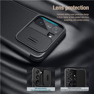 کیف چرمی نیلکین Samsung Galaxy S22 Nillkin Qin Pro Plain Leather Cloth Case دارای محافظ دوربین