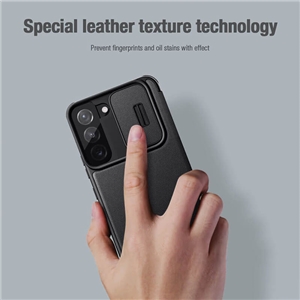 کیف چرمی نیلکین Samsung Galaxy S22 Nillkin Qin Pro Plain Leather Cloth Case دارای محافظ دوربین