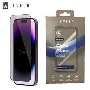 گلس لبه سیلیکونی پرایوسی مدل Levelo Tempered Screen Protector Silicone Edge مناسب برای Apple iPhone 14 Pro Max