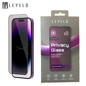 گلس لبه سیلیکونی پرایوسی مدل Levelo Tempered Screen Protector Privacy Silicone Edge مناسب برای Apple iPhone 14 Pro Max