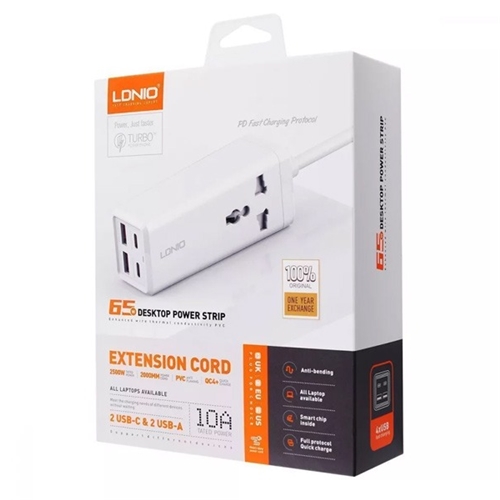 شارژر و چند راهی برق 65 وات الدنیو LDNIO SC1418 Mini Smart Power Socket Plug Desktop
