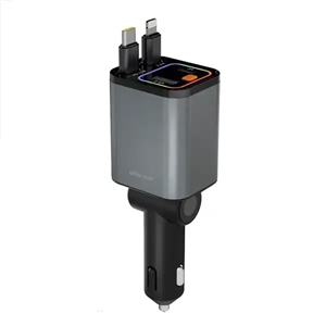 شارژر فندکی 65 وات با کابل جمع شونده گرین لاین Green Lion Retractable Car Charger GNRTCC65WGY