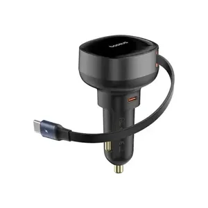 شارژ فندکی 60 وات با کابل جکع شونده بیسوس Baseus Enjoyment Pro Car Charger C0203100
