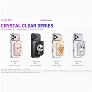 ست قاب شفاف و استند جاکارتی دار Big Eye Cute Pet نیمی Nimmy Magnetic Crystal Clear مناسب برای Apple iPhone 18 Pro Max