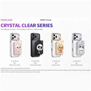 ست قاب شفاف و استند جاکارتی دار Big Eye Cute Pet نیمی Nimmy Magnetic Crystal Clear مناسب برای Apple iPhone 18 Pro Max