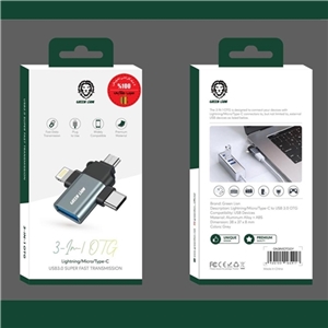 مبدل OTG گرین Green سه کاره USB 3.0 به Lightning/Micro/Type-C با گارانتی