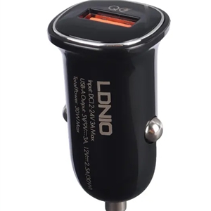 شارژر فندکی 30 وات فست شارژ همراه با کابل الدینیو LDNIO Fast Charging Car Charger C105