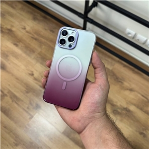 قاب کریستالی متال رینگ بادمجونی به همراه مگ سیف مناسب برای Apple iPhone 14 Pro Max