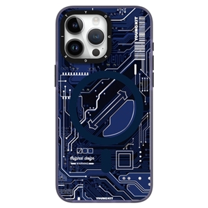 قاب YOUNGKIT یانگکیت Dark Blue Technology Futuristic Circuit Upgraded Anti-Drop Impact Series Apple iphone 15promax