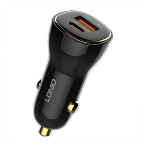 شارژ فندکی 2 پورت 60 وات همراه با کابل الدینیو LDNIO Fast Car Charger C103