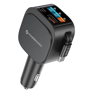 شارژر فندکی پاورولوژی Powerology Voltmax 130W Pro Fast Car Charger With Retractable Cable