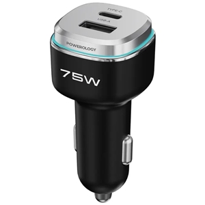 شارژر فندکی پاورولوژی Powerology 75W Dual-Port High Power-Port Car Charger