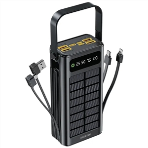 پاوربانک خورشیدی 30000 گرین لاین Green Lion Solar X GLPX49 GNSOL49PB30BK توان 22.5 وات و کابل متصل