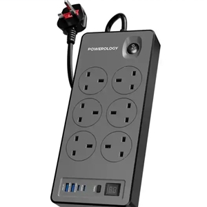 چندراهی برق پاورولوژی 6 پورت مدل PWCUQC046BK توان 2990 وات