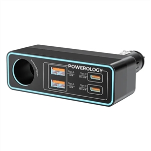 شارژر فندکی 5 پورت 125 وات پاورولوژی Powerology Brio Multi-Port Car Charger PWDA58BK