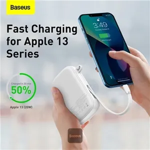 پاور بانک 20000 بیسوس Baseus Qpow Digital Display PPQD-H01 توان 20 وات همراه با کابل متصل لایتنینگ