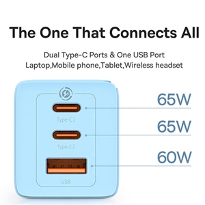 شارژر 65 وات سه پورت بیسوس Baseus GaN3 Pro 2Type-C + USB 65W CCGGP050003