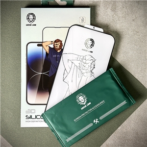 محافظ صفحه نمایش گلس برند گرین لاین Green Lion مدل 3D Silicone Plus دور سیلیکونی مناسب برای Apple iPhone 15 Pro Max