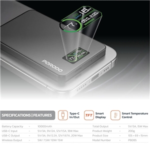 پاوربانک مگسیف 10000mAh پرودو Porodo مدل PBO85