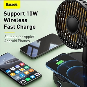 پنکه و شارژر وایرلس بیسوس Baseus Hermit Wireless Charger BS-W513 WXYZ-B01 توان 10 وات دارای استند