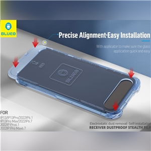 گلس فول BLUEO Anti dust HD glass anti static with applicator ا مناسب برای Apple iPhone 15 Pro Max