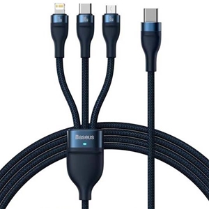 کابل فوق شارژ سریع سه سر 1.5 متری بیسوس Baseus Flash Series One-for-three Fast Charging Cable 100W 1.5m CASS03020