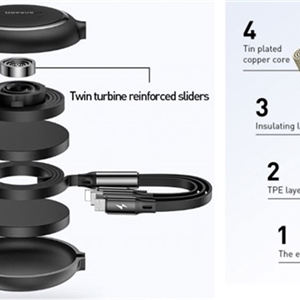کابل سه سر بیسوس Baseus Golden Loop 3-in-1 Elastic Cable CAMLT-JH01 توان 3.5 آمپر