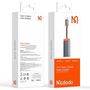 کابل تبدیل تایپ‌سی به 2 تایپ‌سی و جک 3.5 میلی‌متری مک‌دودو Mcdodo CA-0940 Type-C to Dual Type-C and DC3.5mm Cable