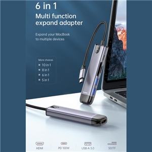 هاب شارژر تایپ سی 6 پورت مک دودو Mcdodo HU-7740 6 in 1 USB-C HUB