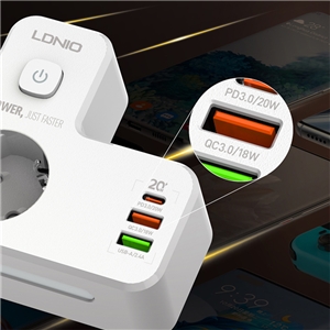چند راهی برق و شارژر الدینیو LDNIO SE2337 QC3.0 PD3.0 Power Strip