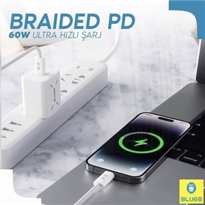 کابل شارژ Blueo بلو Braided PD Fast Charging USB Cable Type C طول 1 متر