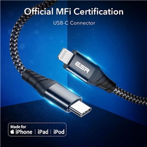 کابل USB-C به لایتنینگ برند ESR دارای MFI طول 2m