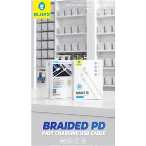کابل شارژ Blueo بلو Braided PD Fast Charging USB Cable Type C طول 1 متر