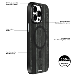 قاب YOUNGKIT یانگکیت Black Wooden Texture Magsafe Series مناسب برای Apple iPhone 15 Pro Max