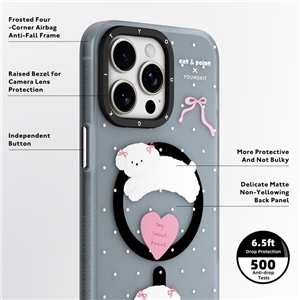 قاب YOUNGKIT یانگکیت Gray 2Dog Cat&Point Sweet Atmosphere Magsafe Series مناسب برای Apple iPhone 15 Pro