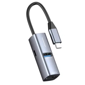 هاب تایپ سی برند پاورولوژی مدل Powerology Aluminum Mini USB-C Hub
