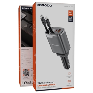 شارژر فندکی پورودو Porodo 111W Car Charger Lightning USB_C