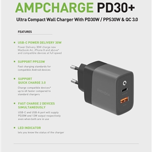 شارژر دیواری سریع برند انرژیا Energea AMPCHARGE PD30+ Wall Charger