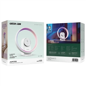 چراغ رومیزی گرین لاین مدل Jupiter همراه با اسپیکر و شارژر وایرلس