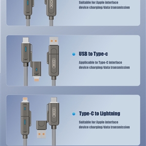 کابل شارژر XO NB275 Zinc Alloy Silicone 4-in-1 Multi-Function