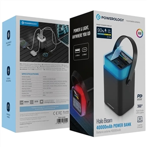 پاوربانک پاورولوژی 40000 میلی آمپر مدل Halo Beam کد PPBCHA92