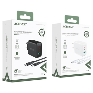 شارژر دیواری برند Ace Fast مدل ACE FAST A13 PD65W(USB-C+USB-C+USB-A) 3-port charger